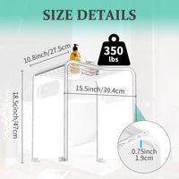 Banc de douche moderne en acrylique transparent avec boucles en silicone antidérapantes
