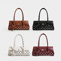 Bolso de Hombro Estilo Francés Retro con Puntos, para Mujer, con Solapa y Dos Correas, Diseño Exclusivo con Colores Contrastantes, Novedad 2026