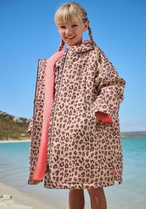 Poncho de Surf con estampado de leopardo rosa, toalla con capucha, <span class=keywords><strong>bata</strong></span> cambiante <span class=keywords><strong>impermeable</strong></span> de secado rápido para niños - Product Image 4