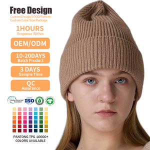 Bonnet tricoté européen personnalisé avec logo, unisexe, pour enfants, en mélange de laine, à côtes verticales, haut et à revers. - Product Image 2