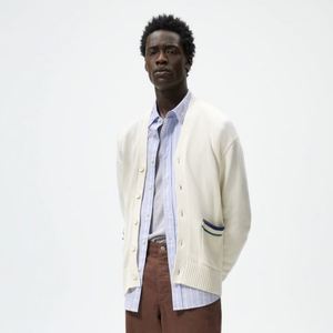 Manteau décontracté d'hiver à col en V avec poches boutonnées en coton élasthanne pour homme, cardigan en maille - Product Image 1