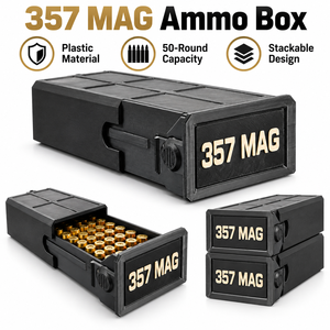 Boîte de rangement pour munitions <span class=keywords><strong>357</strong></span> <span class=keywords><strong>Magnum</strong></span>, capacité de 50 cartouches, PVC léger, portable, empilable, organisateur de munitions pour cartouches, noir - Product Image 4