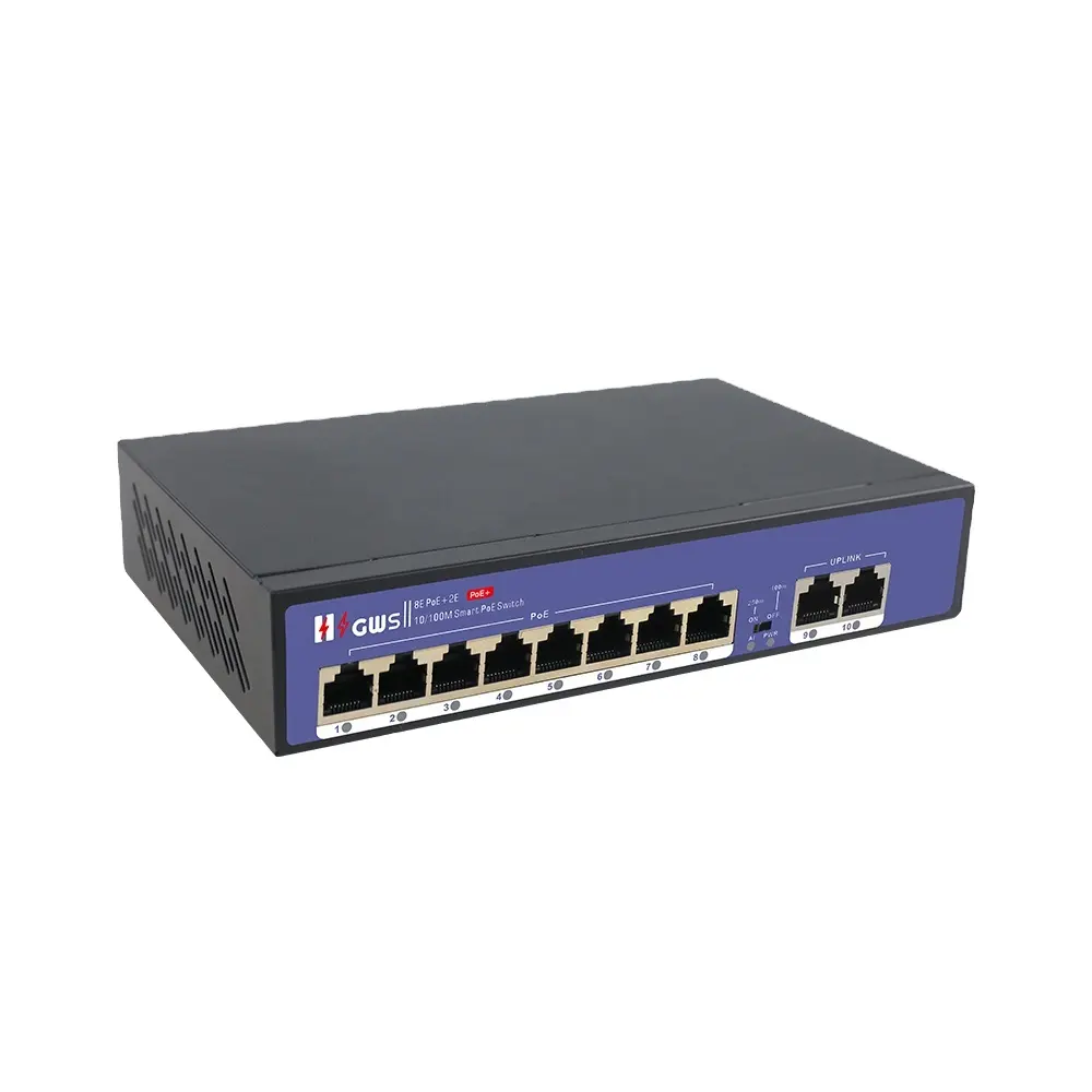 Switch POE 8 porte 10/100mbps per Switch di rete telecamera IP 8 porte 10 con alimentatore 52V integrato Full-duplex