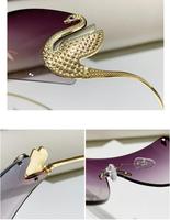 Nouvelles Lunettes de Soleil de Luxe pour Femmes, Style Y2K Punk, Sans Monture, Oeil de Chat, Courbées, Monobloc, Protection UV, pour Extérieur et Vacances