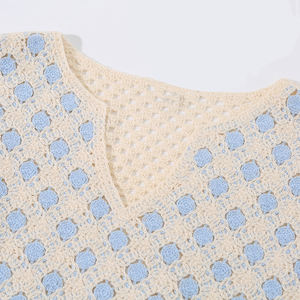 Gilet maglione lavorato a maglia senza maniche con bottone all'uncinetto gilet lavorato a maglia Cardigan pastello all'uncinetto - Product Image 5