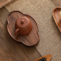 Théières en noyer haut de gamme tasse collations plateau de rangement en bois plateau de service en bois massif pour hôtels restaurants
