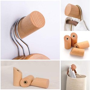Ganchos de pared de madera, colgador rústico de alta resistencia para bata, perchero para sombreros, colgador de toallas de baño - Product Image 3