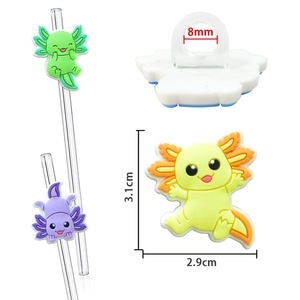 Gran oferta <span class=keywords><strong>PVC</strong></span> suave 8mm colorido dibujos animados salamandra en forma de Clip de paja Linda serie de salamandra decoración de paja accesorios encantadores - Product Image 4