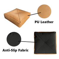 Pouf moderne en forme de cube, en cuir de haute qualité, portable, avec rembourrage en mousse déchiquetée, housse amovible - Helios
