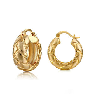 Golden <b>Hoop</b> <b>Earrings</b> 22k Gold Plated Classic Women's Everyday Wear Jewelry <b>Fine</b> <b>Earrings</b> - Product Image 3