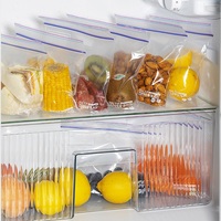 Duurzame, zelfdichtende, transparante PE plastic ziplock recyclebare voedselbewaarzak voor fruit, groenten, brood, cake, met gravureprint.