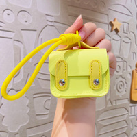 Petit sac à dos en cuir, décoration breloque, mini pochette de créateur color block pour écouteurs, monnaie et clés