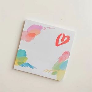 Heart-Shaped Oil Painting Style <b>Sticky</b> Notes Cute Simple Record Memo Pad Non-Adhesive High Aesthetic Square <b>Label</b> Paper - Product Image 5