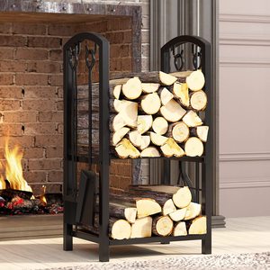 Diproduksi pemegang kayu luar ruangan alat perapian rak <span class=keywords><strong>Log</strong></span> besi logam rak kayu bakar - Product Image 5