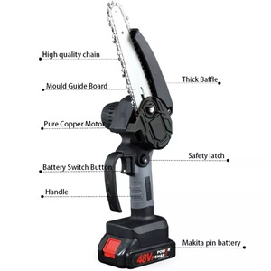 เลื่อยโซ่ยนต์ไร้สายลิเธียมไอออน 21V แบบชาร์จไฟได้ 2AH ขนาดกะทัดรัด พกพาสะดวก สำหรับงาน DIY ตัดไม้ในบ้านและนอกบ้าน - Product Image 3