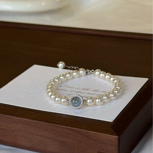 Pulsera de perlas azul marino de <span class=keywords><strong>sirena</strong></span>, accesorio de alta gama, fresco y ligero, único, estilo francés, elegante y versátil para mujer. - Product Image 2