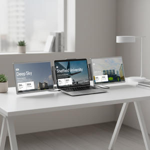 จอภาพพกพา SIBOLAN ขนาด 14 นิ้ว แบบสามจอ LCD ความละเอียด 1920*1200P พร้อมดีไซน์สิทธิบัตรแบบขยายหน้าจอคู่ พอร์ตเชื่อมต่อแบบคู่ Type-C USB 3.1 สำหรับแสดงผลบนแล็ปท็อป - Product Image 1