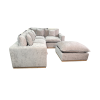 Canapé modulaire en tissu moderne 6 pièces avec base en bois, garnissage en plumes de duvet, design capitonné pour salon