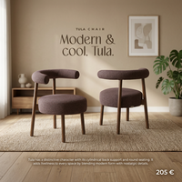 Chaise de salle à manger ronde moderne rembourrée avec structure en bois massif, assise en mousse haute densité, pieds en bois, mobilier de restaurant