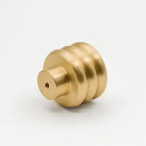 螺纹设计家具旋钮实心黄铜旋钮独特橱柜门把手金色现代奢华拉五金