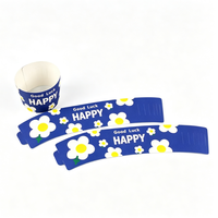 Funda de Papel para Vasos con Estampado Floral a Todo Color, Diseño Personalizado, Envoltura Desechable para Vasos de Café para Cafeterías y Restaurantes