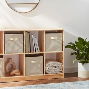 Bac de rangement carré pliable en non-tissé beige, durable, gain de place, léger, montage facile, <span class=keywords><strong>ouverture</strong></span> frontale - Product Image 2