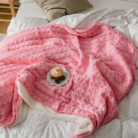 100% Baumwolle Zopfmuster Sherpa Wurfdecke 50x70 Zoll Dick Weich Gemütlich Gestrickte Fleece Beheizte Tragbare Decke Individuelle Farbe Ganzjährig
