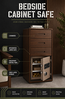 Coffre-fort intelligent en bois WeiChi WW016 avec serrure à empreinte digitale, 3 tiroirs et rangement multi-niveaux pour objets de valeur de chambre à coucher