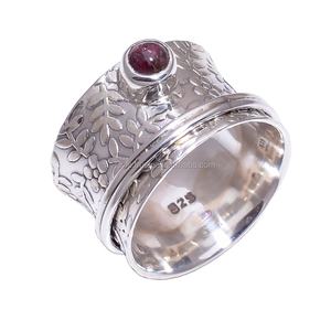 Bagues en argent sterling 925 grenat naturel Bijoux de mariage indiens classiques faits à la main Vente en gros en vrac de fournisseurs de confiance - Product Image 1