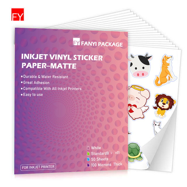 Free Sample Matte Vinyl Sticker Waterproof Sticker Paper A3 A4 Printable Vinyl Sticker Paper for Inkjet Printer