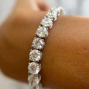 Pulsera de Diamantes Cultivados en Laboratorio para Mujer, Corte Brillante Redondo Premium, Oro Blanco, Oro Rosa, Plata, Joyería de Moda - Product Image 2