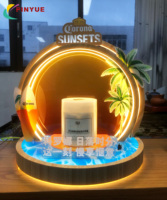 Présentoir de Comptoir en Bois Acrylique Lumineux à LED Chaud, Personnalisé, Écologique et de Luxe pour Présentoirs de Table et Étagères