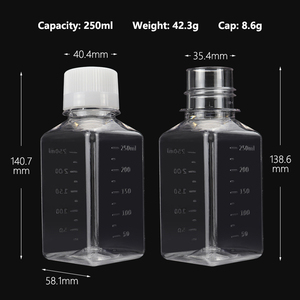 Flacone di reagente in plastica da 1000ml 32 once stoccaggio chimico da laboratorio bottiglie a tenuta stagna in plastica quadrata graduata trasparente in policarbonato - Product Image 2