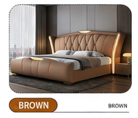 Cadre de lit avec rangement, sommier et tête de lit pour mobilier de chambre à coucher, lit double en cuir véritable de luxe moderne, taille Queen/King