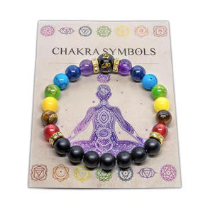 Yeni 7 çakra hediye erkekler kadınlar için doğal kristal şifa anksiyete mücevher Mandala Yoga meditasyon bilezik - Product Image 5