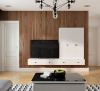 Meuble TV moderne en bois sur mesure avec écran LED et rangement pour salon d'appartement et zone de divertissement à domicile