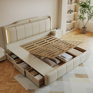 Moderna testiera imbottita <span class=keywords><strong>morbida</strong></span> illuminata con cassetti portaoggetti che consente di risparmiare spazio ai mobili della camera da <span class=keywords><strong>letto</strong></span> stile economico - Product Image 2