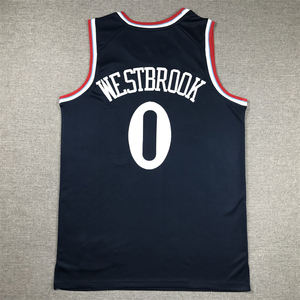 2025 vente en gros et de haute qualité basket-ball hommes brodé cousu noir bleu blanc #0 Russell Westbrook <span class=keywords><strong>Clippers</strong></span> maillots - Product Image 6