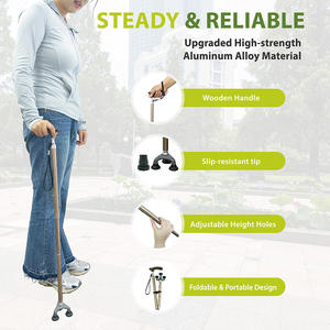 Trois <span class=keywords><strong>pieds</strong></span> pliant bâton de <span class=keywords><strong>marche</strong></span> manche <span class=keywords><strong>en</strong></span> <span class=keywords><strong>bois</strong></span> pointe rotative <span class=keywords><strong>en</strong></span> caoutchouc matériau <span class=keywords><strong>en</strong></span> alliage d'aluminium pour les fournitures de thérapie de rééducation - Product Image 4