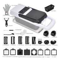 Cortador de Frutas y Verduras Manual Multifuncional YouShun, Cuchillas de Acero Inoxidable, Herramienta de Cocina de 26 Piezas para Rebanar y Triturar Vegetales