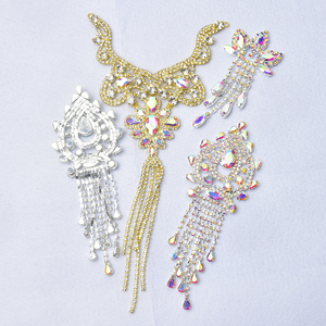 Applique en strass de cristal décorative sur base métallique, patchs en cristal AB taille Marquise, <span class=keywords><strong>à</strong></span> coudre sur l'épaule, pour ceinture de mariée - Product Image 2