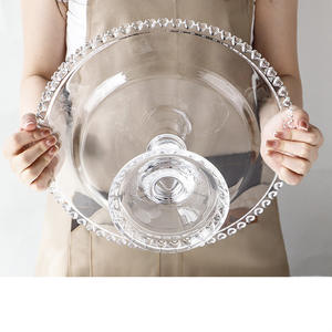 JINGYU classico <span class=keywords><strong>Vintage</strong></span> alto vetro piatto di frutta usa e getta cibo da Dessert con motivo a pianta quadrato supporto per la casa per il partito - Product Image 2