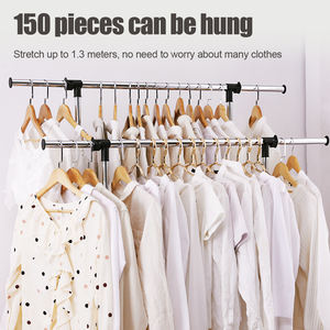 Porte-vêtements mobile à double barre en métal, intérieur/extérieur, télescopique, relevable, pour balcon, séchoir à linge, porte-manteau à double barre - Product Image 2