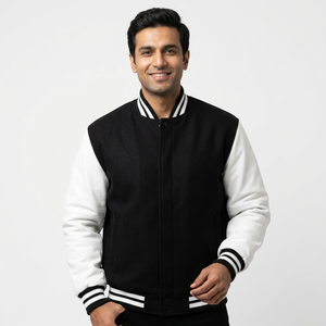 Veste universitaire pour homme, design OEM, tissu doux, confortable et respirant, 100% coton, dernier design, veste universitaire de baseball - Product Image 1