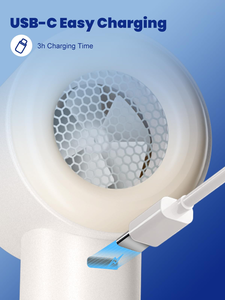 Ventilador Portátil de Mano, 5 Velocidades, Enfriamiento Ultra Rápido, Pantalla LED, Núcleo de Cerámica de Hielo, Recargable, Mini, Compatible con Coche, Plegable - Product Image 2