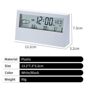 Desk Custom Multifunctional Rectangular Lcd Weather Date Digital Alarm <b>Clock</b> With Logo for Home Use - Product Image 3