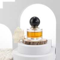 Flacon de parfum vide en verre de forme cylindrique de 30 ml et 50 ml avec couvercle globe doré