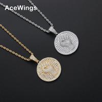 Pendentif en laiton scintillant, ensemble de bijoux glacé, de style Hip Hop, CN376