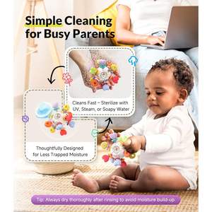 Sonajero de Silicona Líquida de Grado Alimenticio, Libre de BPA, Color Beige, Montessori, Mordedor para Bebés, Juguete Sensorial de Aprendizaje para la Dentición Infantil - Product Image 2