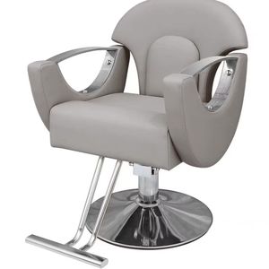 เก้าอี้ตัดผมหนังสีชมพูสวยงาม ฐานสีทอง สำหรับช่างมืออาชีพ มีจำหน่าย - Product Image 4